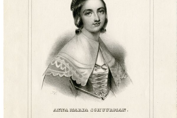 Anna Maria van Schurman, een zelfportret getekend met potlood.